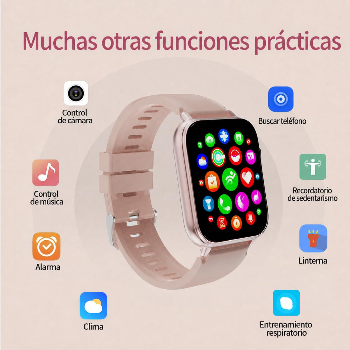 Reloj Inteligente Mujer, 1,91" HD, 100+ esferas, Llamadas Bluetooth, IP68