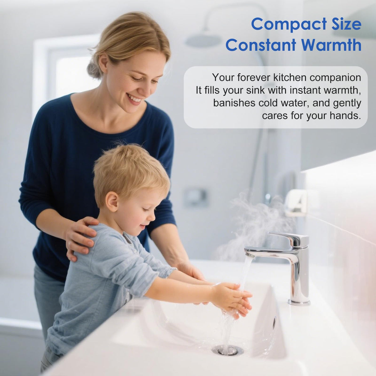 Eirolace Mini Calentador de Agua Eléctrico Instantáneo 6000W 220V, Calentador de Agua Instantáneo con Indicador de Temperatura y Mando a Distancia, Calentador de Agua IPX4 para Cocina, Ducha, Baño