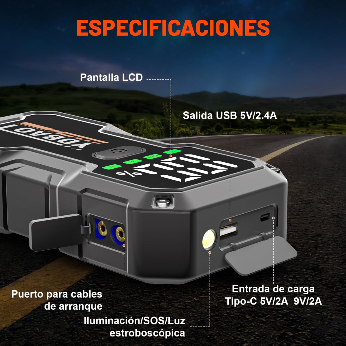 YDBAO Arrancador de Coches 10000A 12V para Todo Gas o 10L de Diésel