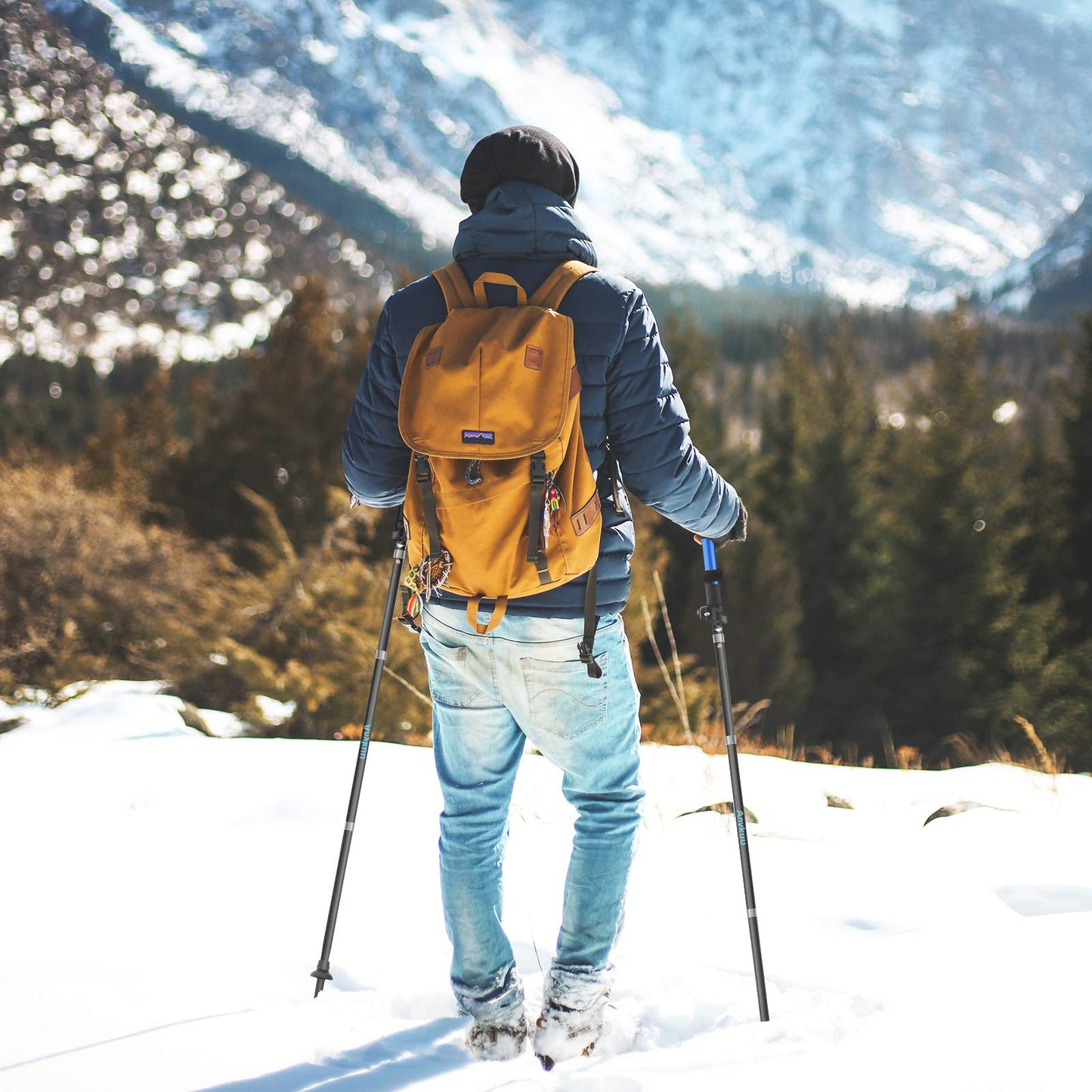 Anykuu 7075 Bastones de Senderismo de Aleación de Aluminio 2pcs y EVA Bastones Trekking Bastones Marcha Nordica Plegables Ajustar la Longitud 110-130CM para Senderismo Viaje Alpinismo Trail