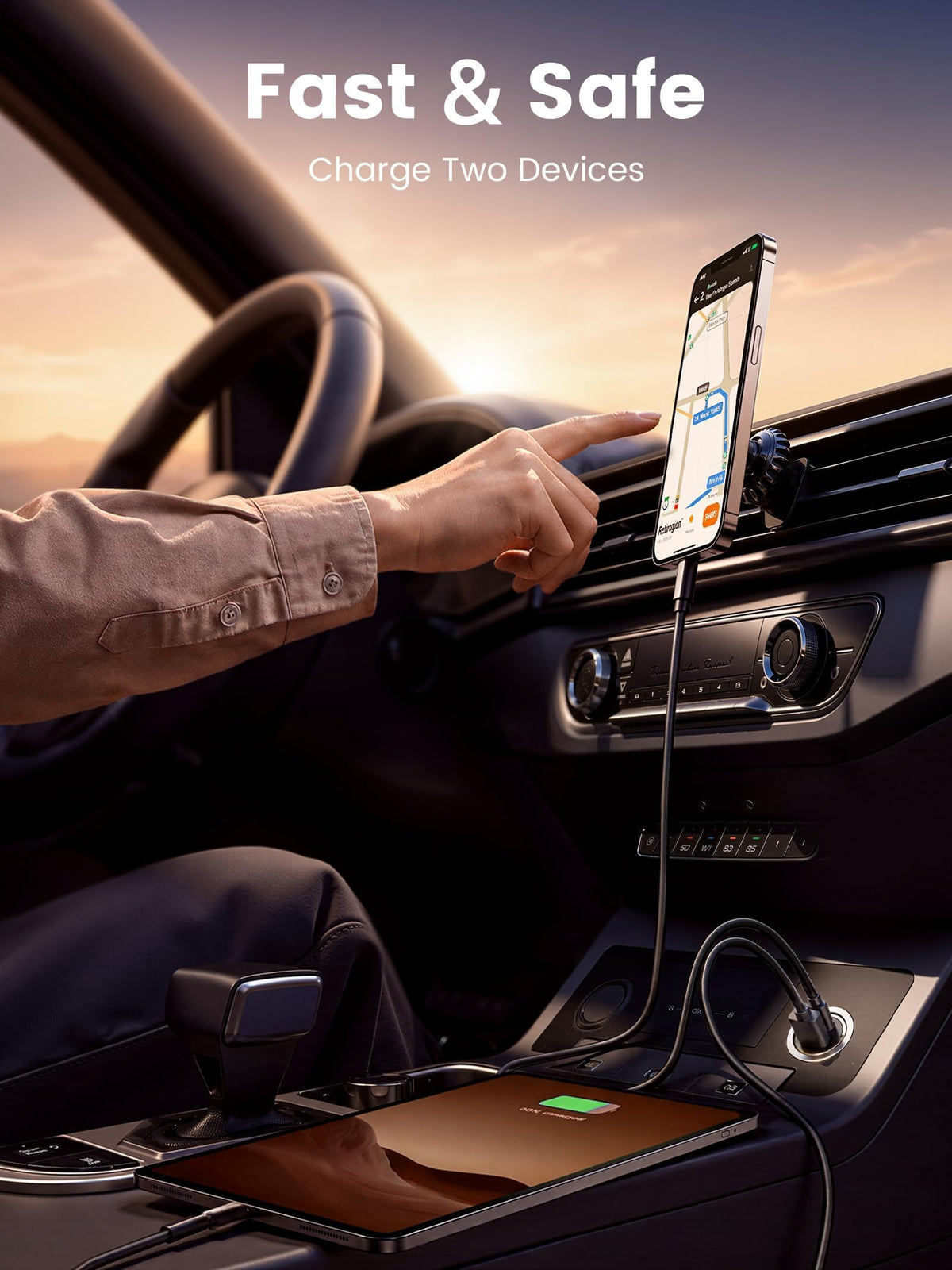 MOSWAG Cargador Coche Carga Rápida, Coche USB Carga Rápida PD, USB C Cargador Mechero Compatible con El iPhone 17/16/15/14 / Pro MAX, El iPad, Samsung Galaxy S24 S23 S22