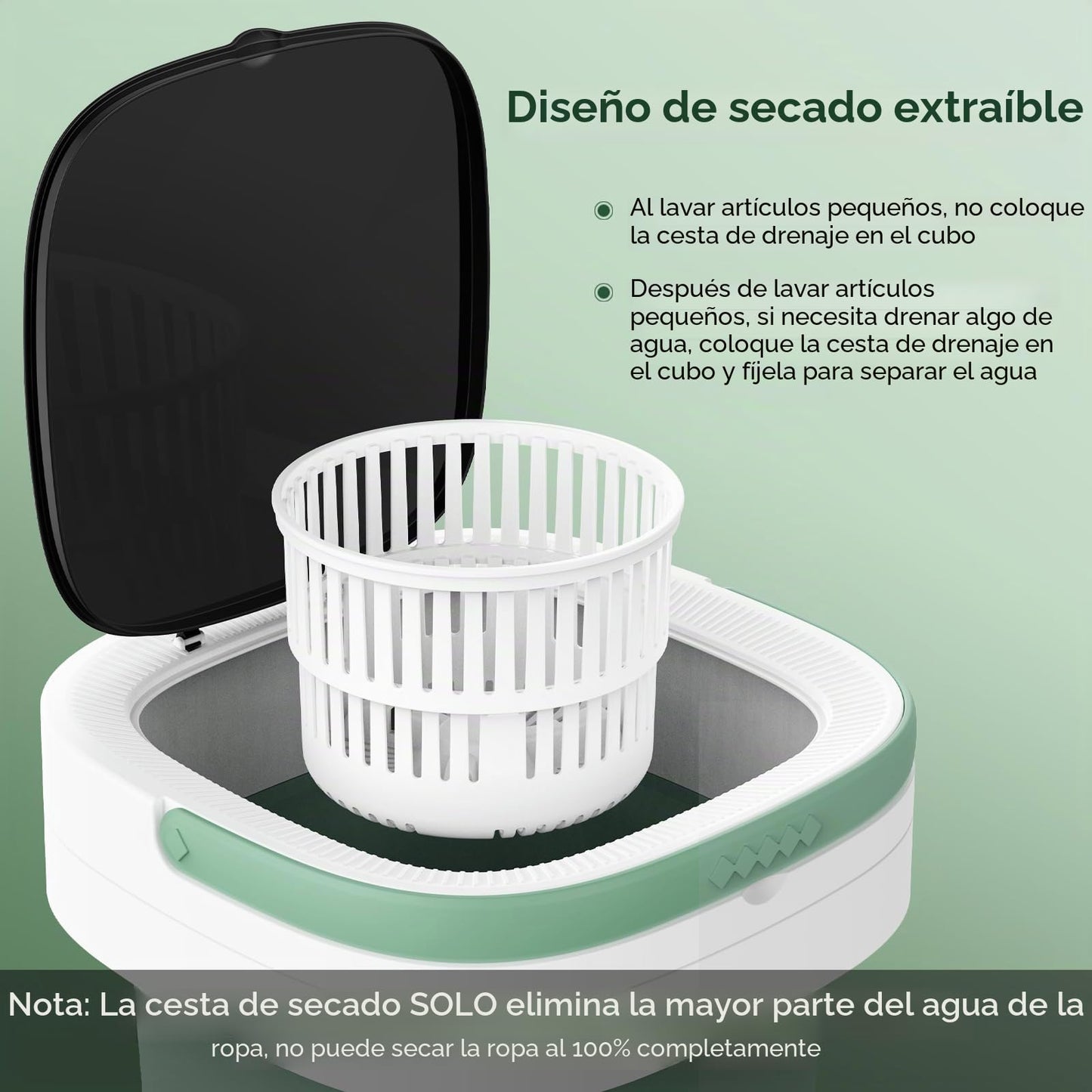 Lavadora Portatil,12L Mini Lavadora|Lavadora Pequeña,Actualizado Lavadora Portatil con Centrifugado & 3 Modos de Limpieza Profunda,Washing Machine Plegable para Apartamentos, Dormitorios (Verde)