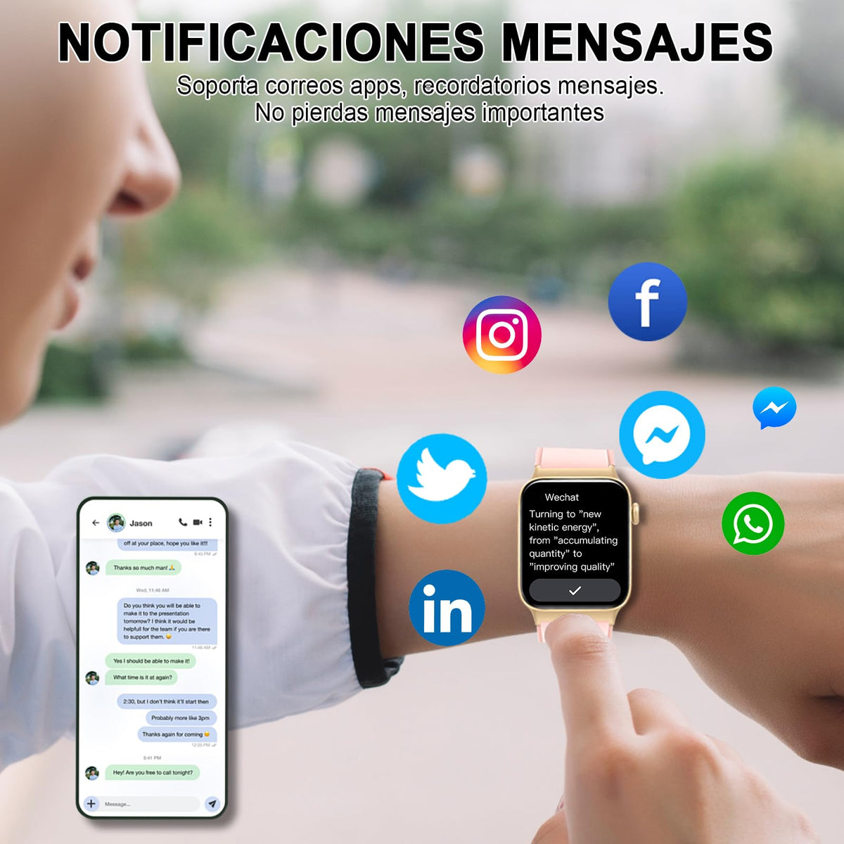 Reloj Inteligente Mujer, 1,85" HD, Llamadas Bluetooth, SpO2, IP68, Sueño