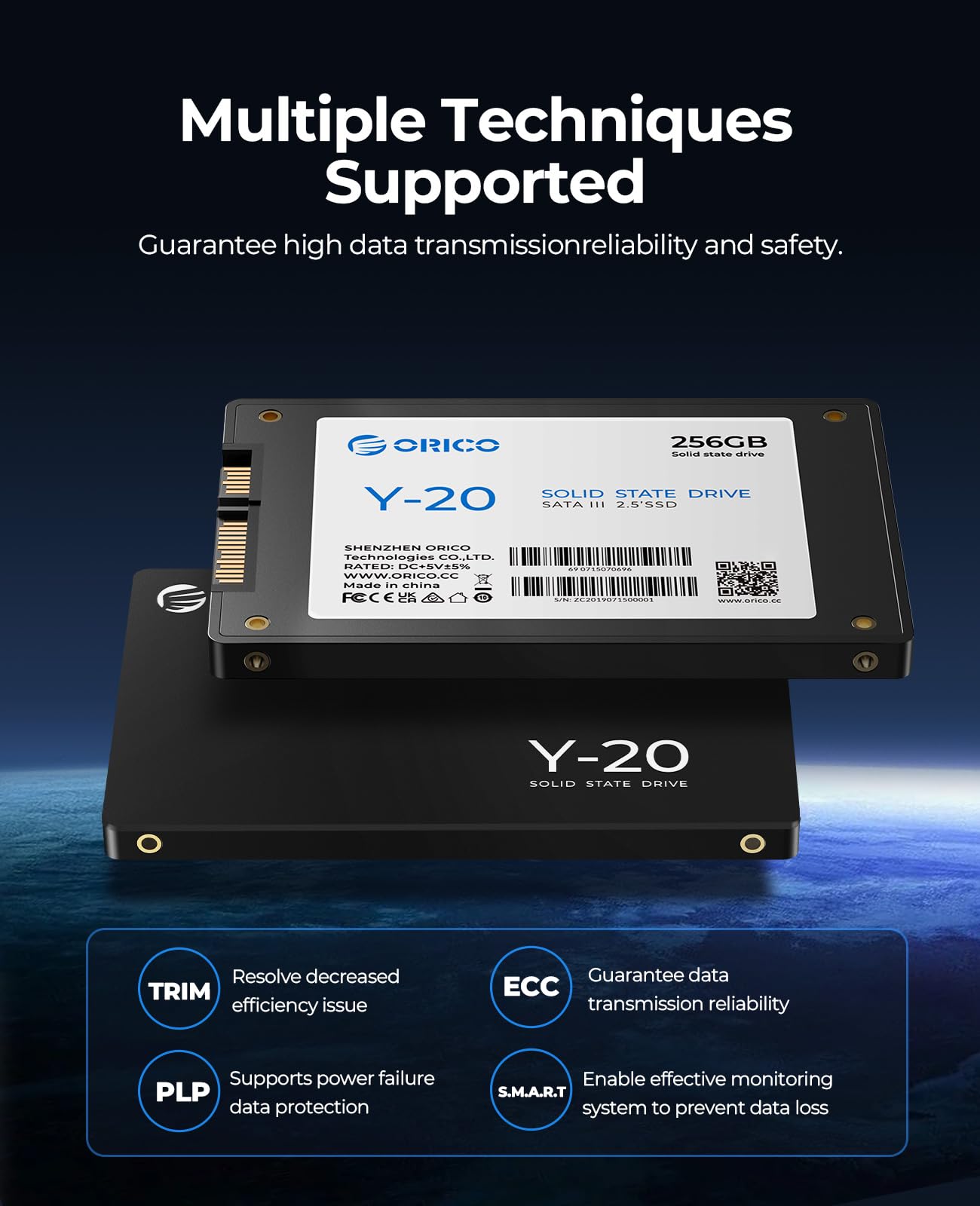 ORICO 128GB SSD SATA III 6Gb/s 2.5" SSD Interno, Velocidad de Lectura de hasta 500 MB/s, Compatible con Computadora Portátil y de Escritorio- Y20
