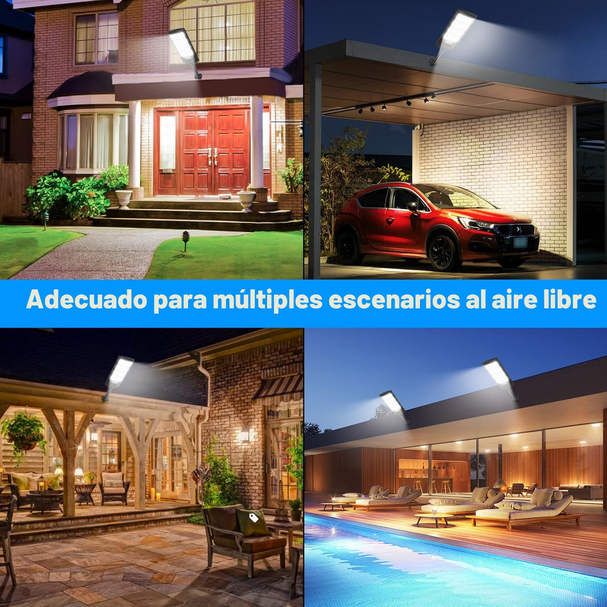 PEAKRO Farolas Solares Exterior, 600W Potente Focos LED Solar con Mando a Distancia, Sensor de Movimiento, IP66 Impermeable 6500K Luz Solar Exterior Lampara Solar Jardín para Garage Patio (2 Pack)