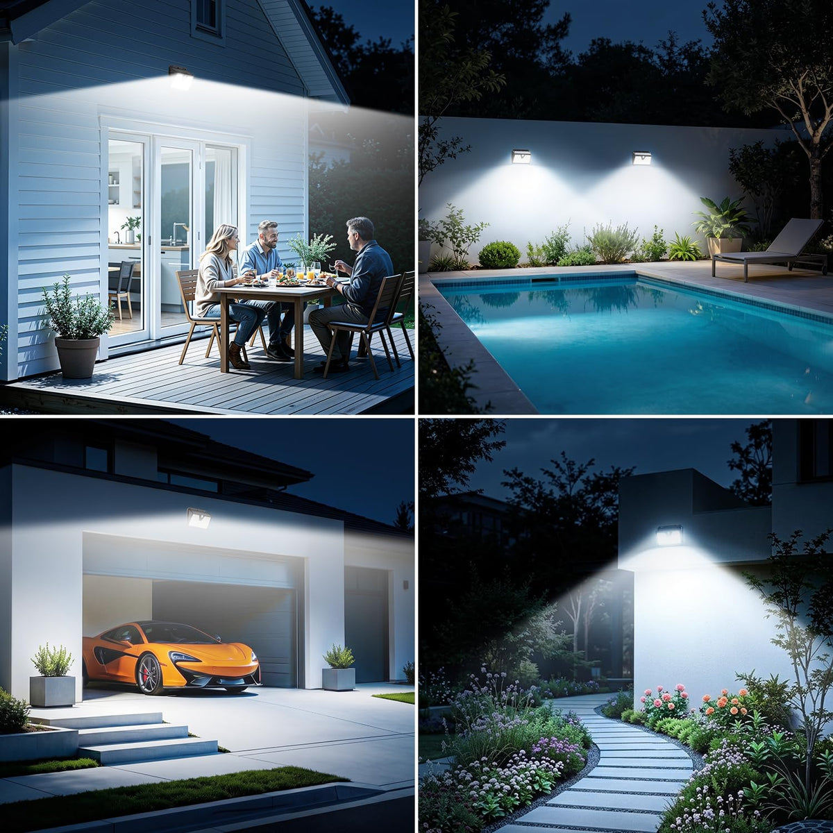 Luz Solar Exterior con Sensor de Movimiento, 4 Paquete/3 Modos IP65