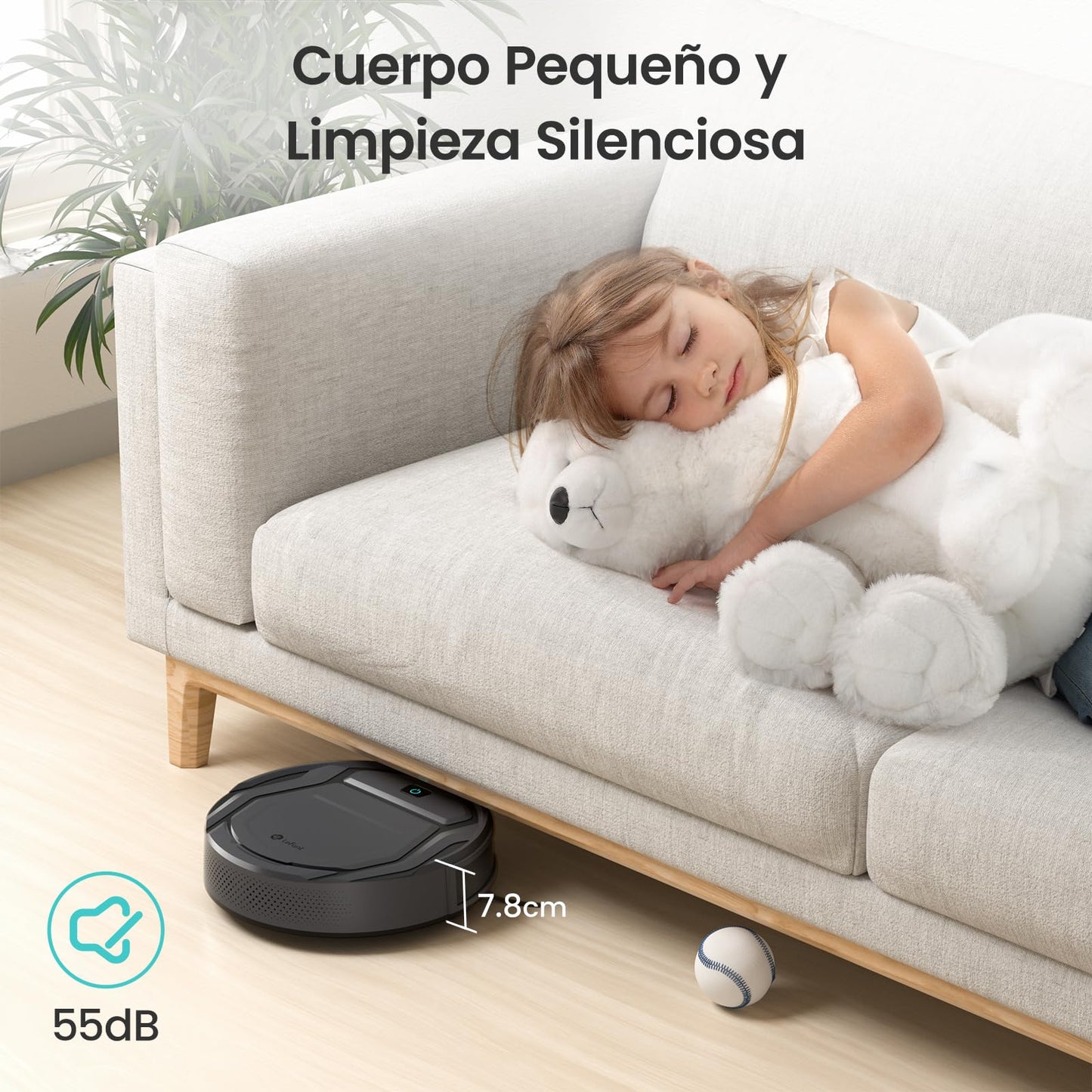 Lefant M210P Robot Aspirador 2200Pa, Aspirador Robot Autonomía de 120 Min, WiFi/App/Alexa, Sensor de Anticolisión/Caída Navegación Inteligente, Delgado y Silencioso, 6 Modos de Limpieza