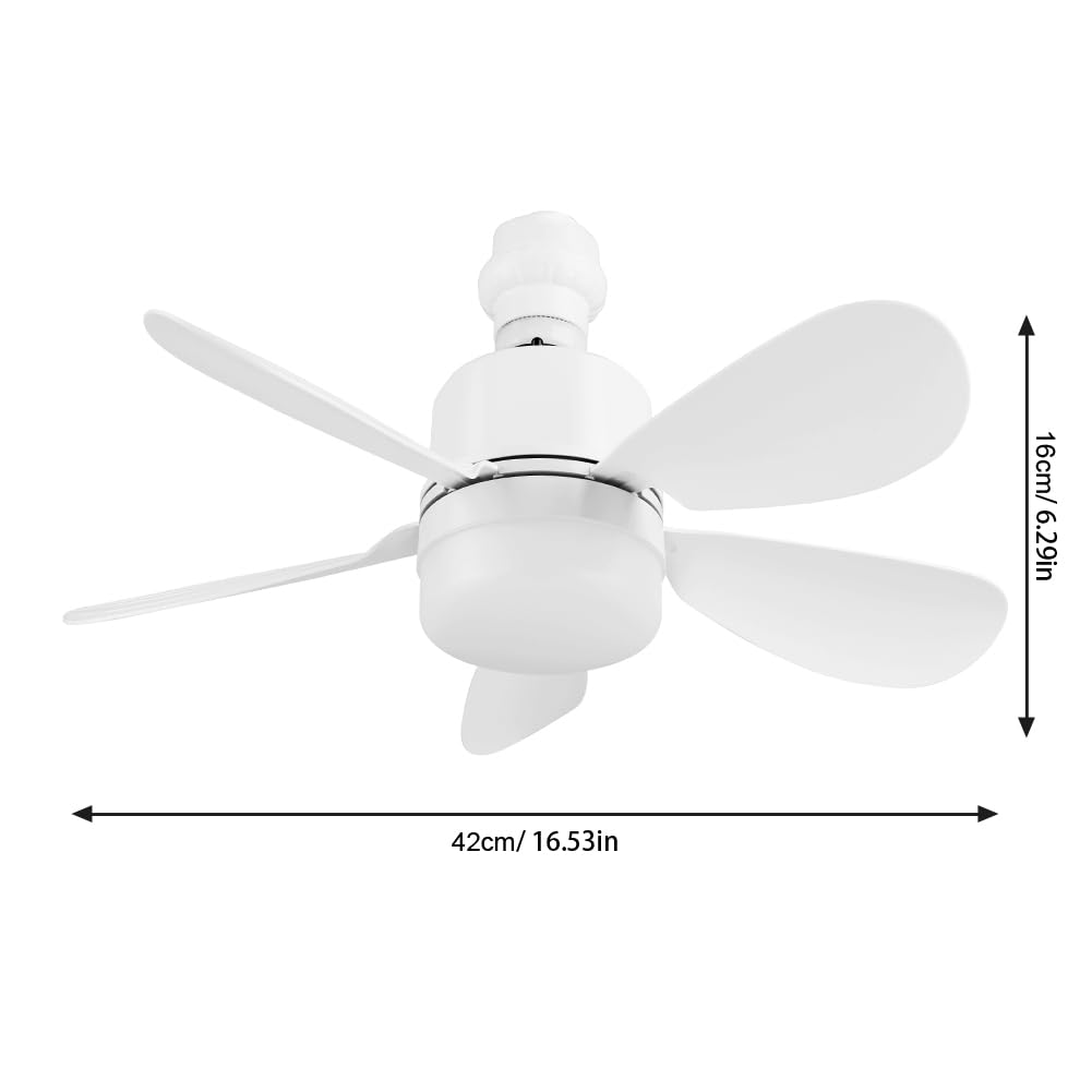 Ventilador de techo con luz y mando a distancia | 52cm/42cm Ventiladores de techo con luces casquillo E27 | Bombilla LED regulable con temporizador silencioso para dormitorio
