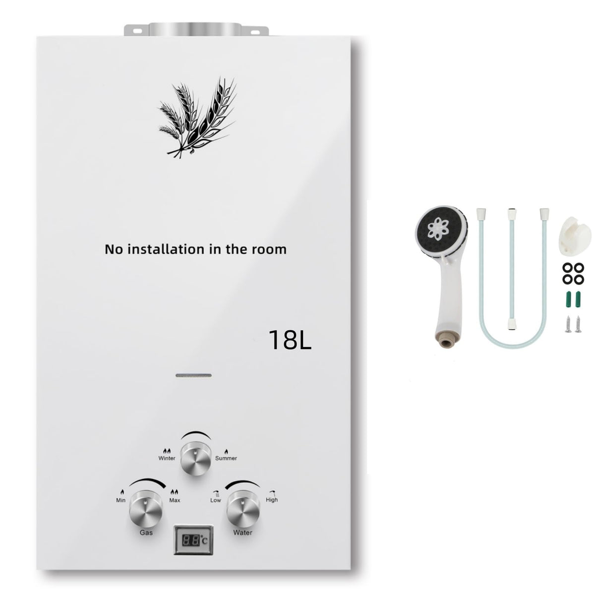 18L Calentador de Agua de Gas GLP Butano y Propano 36KW Calentador de Agua Calentador de Agua LPG Instantáneo Portátil,Modos de Invierno y Verano,Blanco,para Ducha Al Aire Libre,Baño,Camping