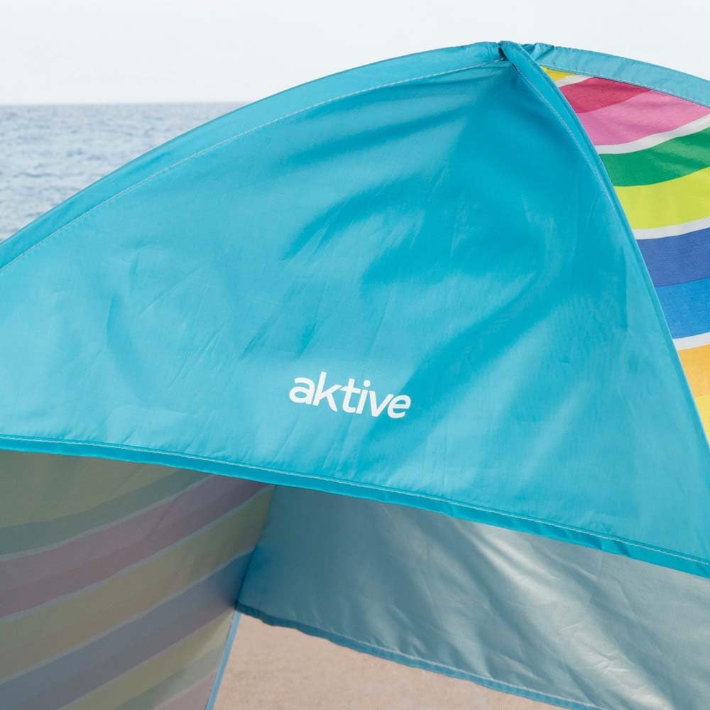 AKTIVE Tienda Playa, Pop up, 140 x 160 x 110 cm, 2 Personas, Protección UV50, Mosquitera Trasera, Columna Agua 300 mm, Poliéster, Bolsa de Transporte, Carpas Plegables (62378)