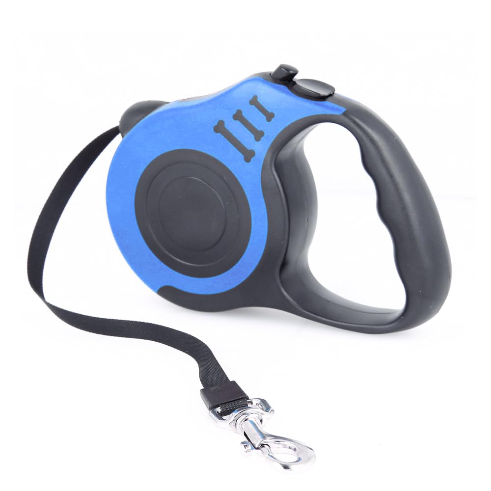 Correa Extensible Retráctil Ergonómica Perros, Gatos y Mascotas hasta 12 Kilogramos, Extensible 5 m, Azul