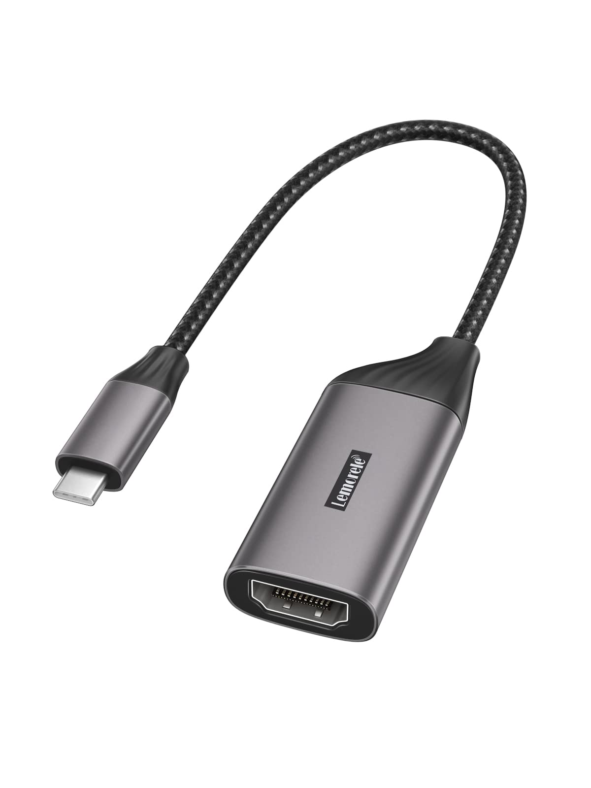Lemorele Adaptador USB C a HDMI(4K@30 Hz) - USB C HDMI con Carcasa de Aluminio y Cable de Nailon. Adaptador HDMI Compatible con MacBook Air/Pro M1, iPad M1, Teléfono Móvil, Switch, Windows y más
