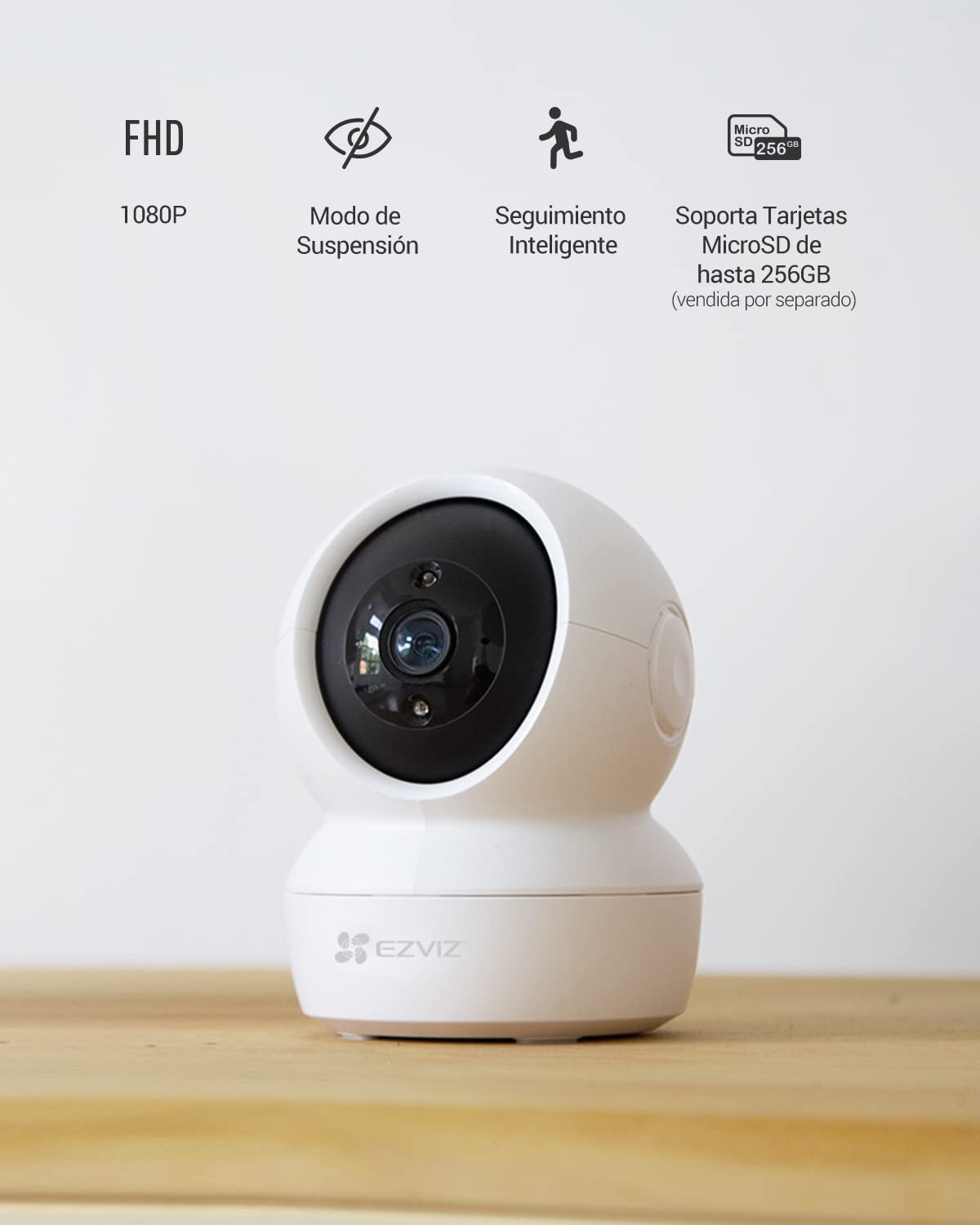 EZVIZ Kit de 2 Cámaras Vigilancia WiFi Interior 360º, C6N Camara Vigilancia Bebe 1080P, Visión Nocturna, Audio Bidireccional, Detección de Movimiento, Control Remoto, Blanco
