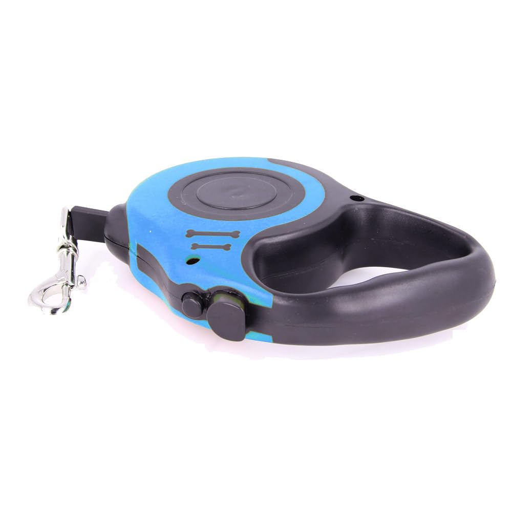 Correa Extensible Retráctil Ergonómica Perros, Gatos y Mascotas hasta 12 Kilogramos, Extensible 5 m, Azul
