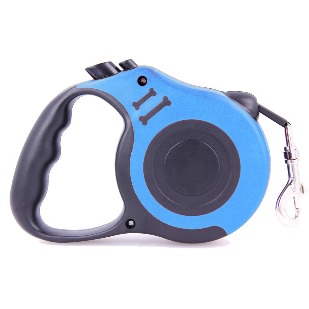 Correa Extensible Retráctil Ergonómica Perros, Gatos y Mascotas hasta 12 Kilogramos, Extensible 5 m, Azul
