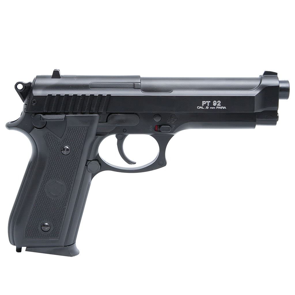 Pistola Airsoft- Cybergun Negro PT92-Modelo Resorte -Color: Negro-Culata de Metal-Potencia 0,5 Joule