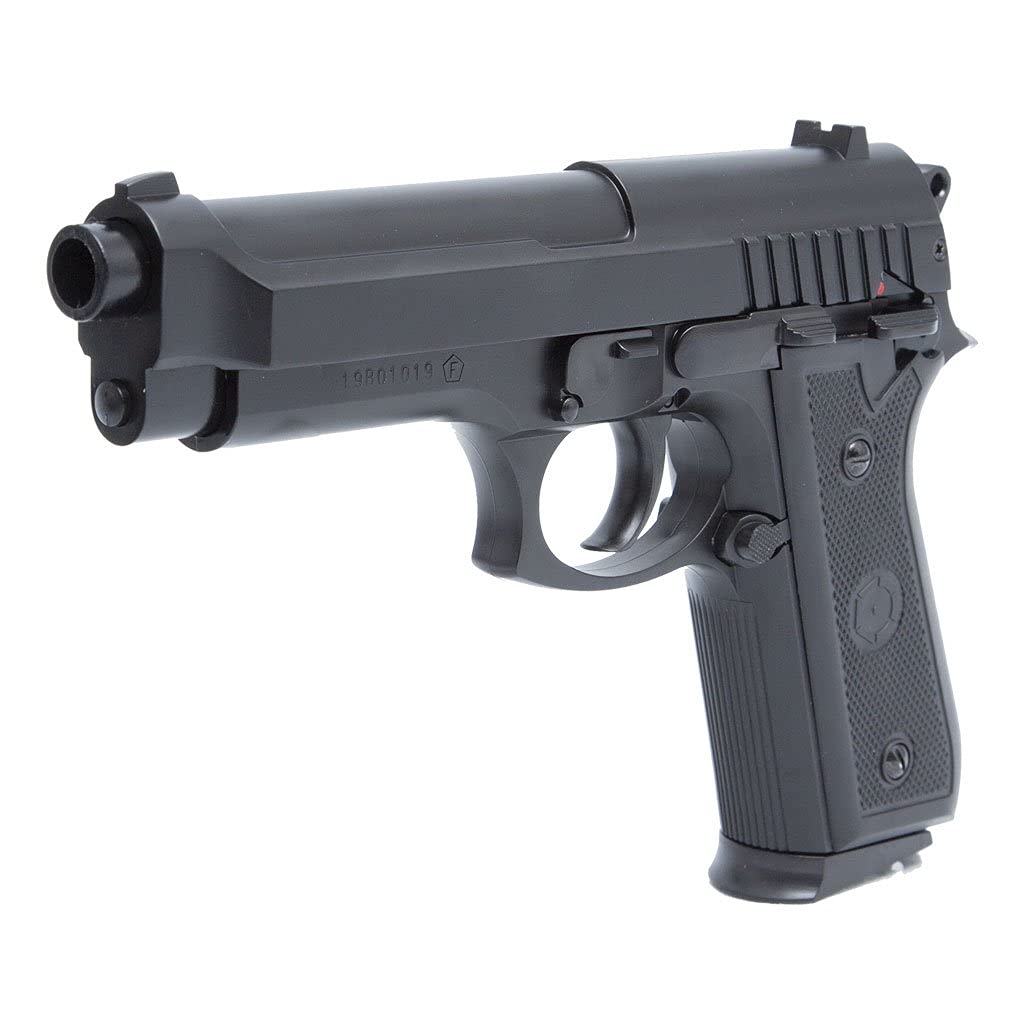 Pistola Airsoft- Cybergun Negro PT92-Modelo Resorte -Color: Negro-Culata de Metal-Potencia 0,5 Joule