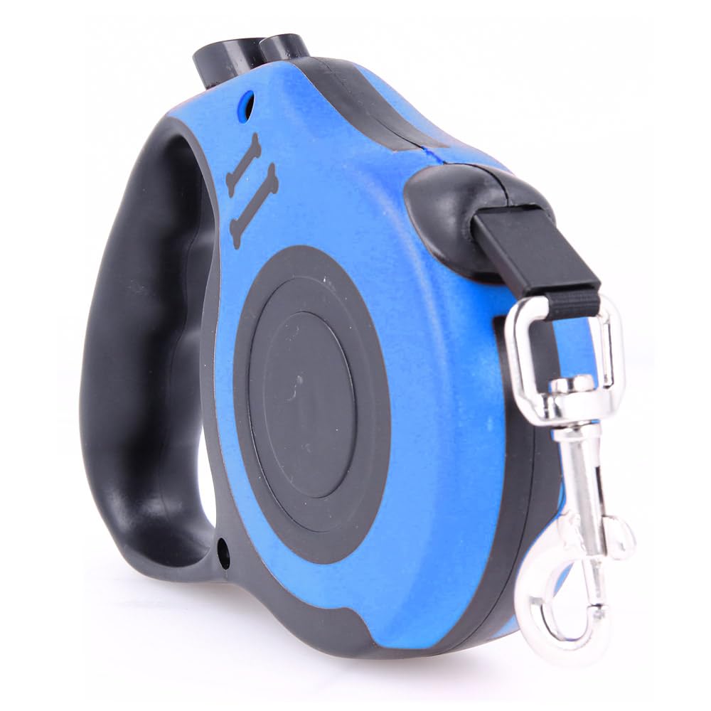 Correa Extensible Retráctil Ergonómica Perros, Gatos y Mascotas hasta 12 Kilogramos, Extensible 5 m, Azul