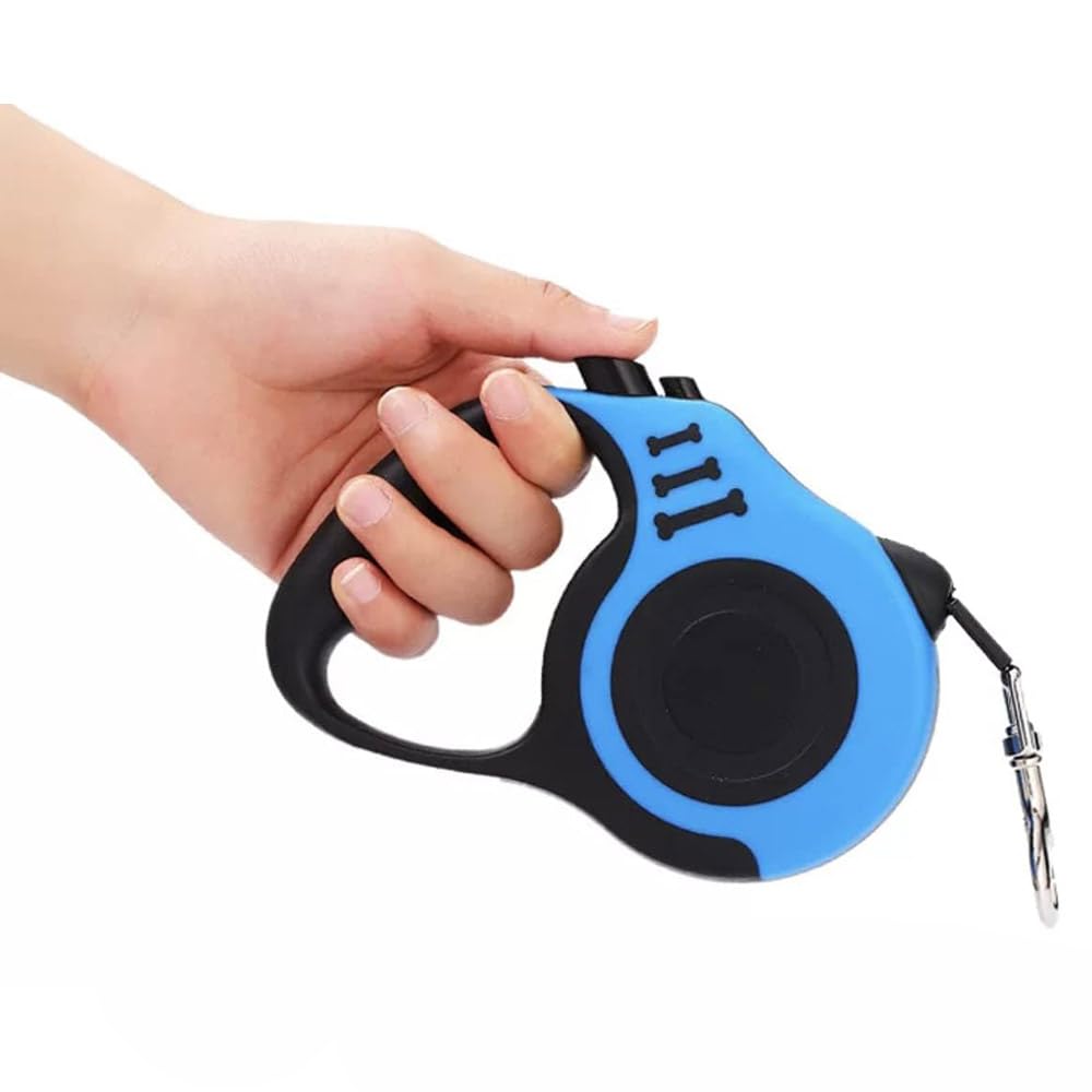 Correa Extensible Retráctil Ergonómica Perros, Gatos y Mascotas hasta 12 Kilogramos, Extensible 5 m, Azul