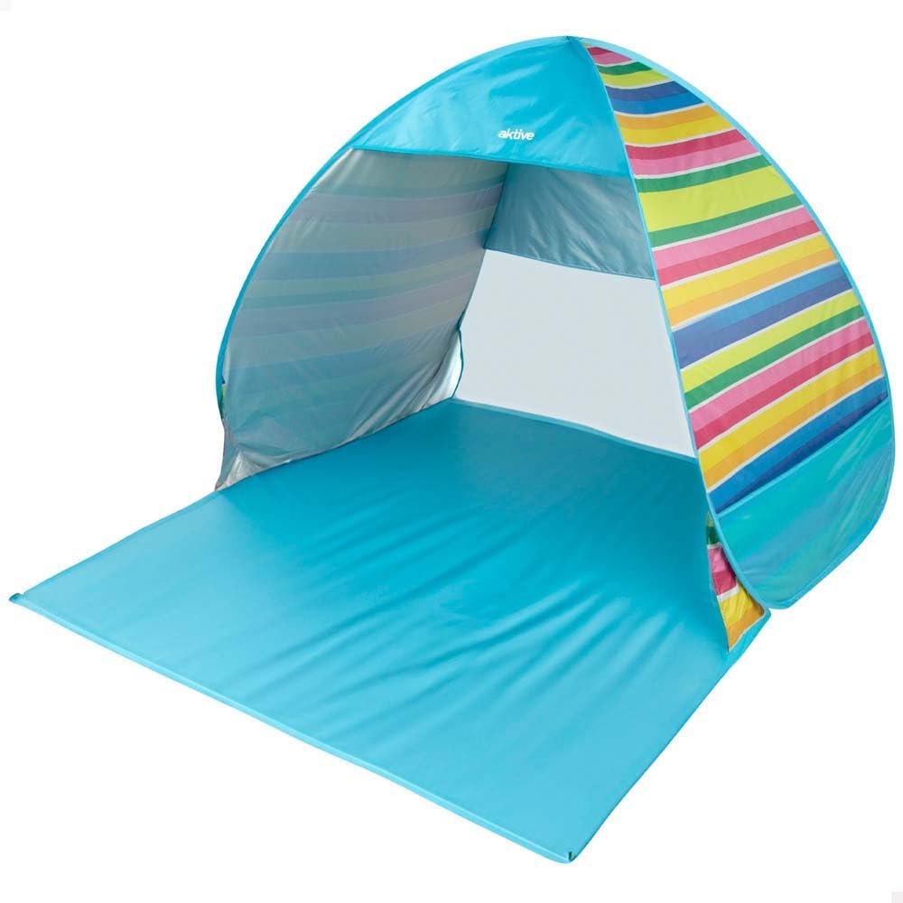 AKTIVE Tienda Playa, Pop up, 140 x 160 x 110 cm, 2 Personas, Protección UV50, Mosquitera Trasera, Columna Agua 300 mm, Poliéster, Bolsa de Transporte, Carpas Plegables (62378)