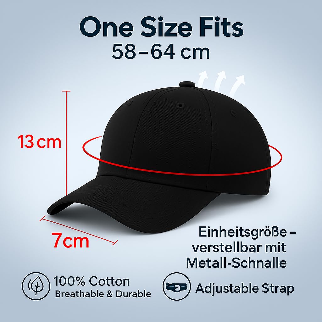 4sold Gorra Hombre 100% Algodón – Ajustable, Ligera, Transpirable Verano, Deporte y Uso Diario – Estilo Clásico sin Logo, Cómoda y Adecuada para Exterior