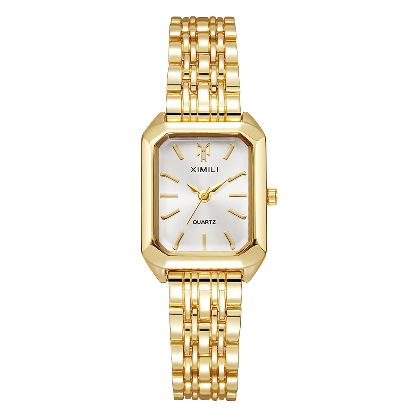 OFFCUP Reloj Analógico para Mujer de Cuarzo con Correa en Acero Inoxidable, 32mm Clásico Reloj Cuadrado para Mujer, Reloj de Pulsera de Moda para Damas y Niñas, 3 Manecillas (Esfera Blanca)
