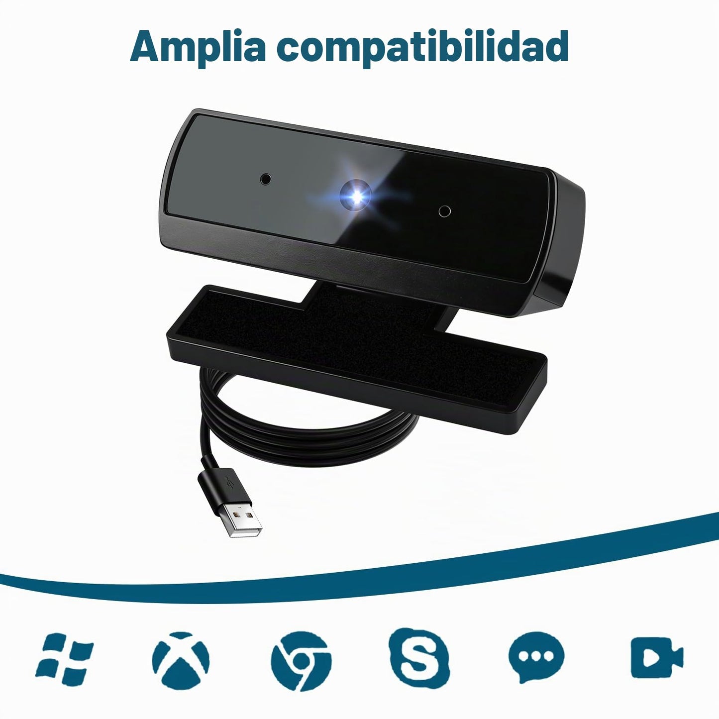 Webcam Full HD 1080P 30FPS con Microfono USB Plug Play Enfoque Automático