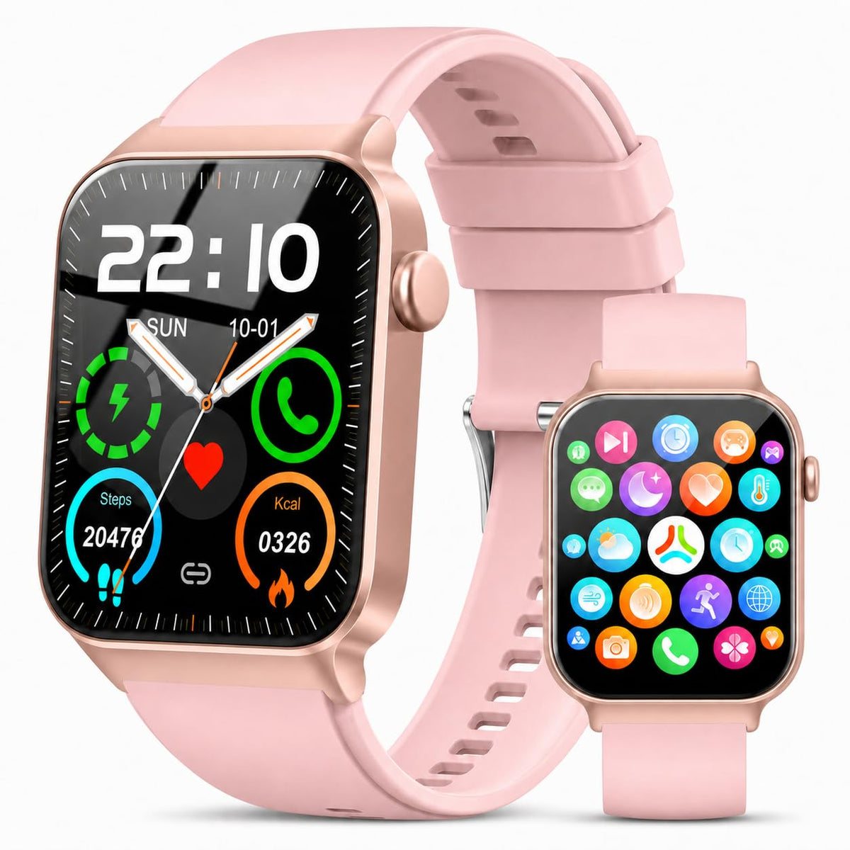 Reloj Inteligente Mujer, 1,85" HD, Llamadas Bluetooth, SpO2, IP68, Sueño