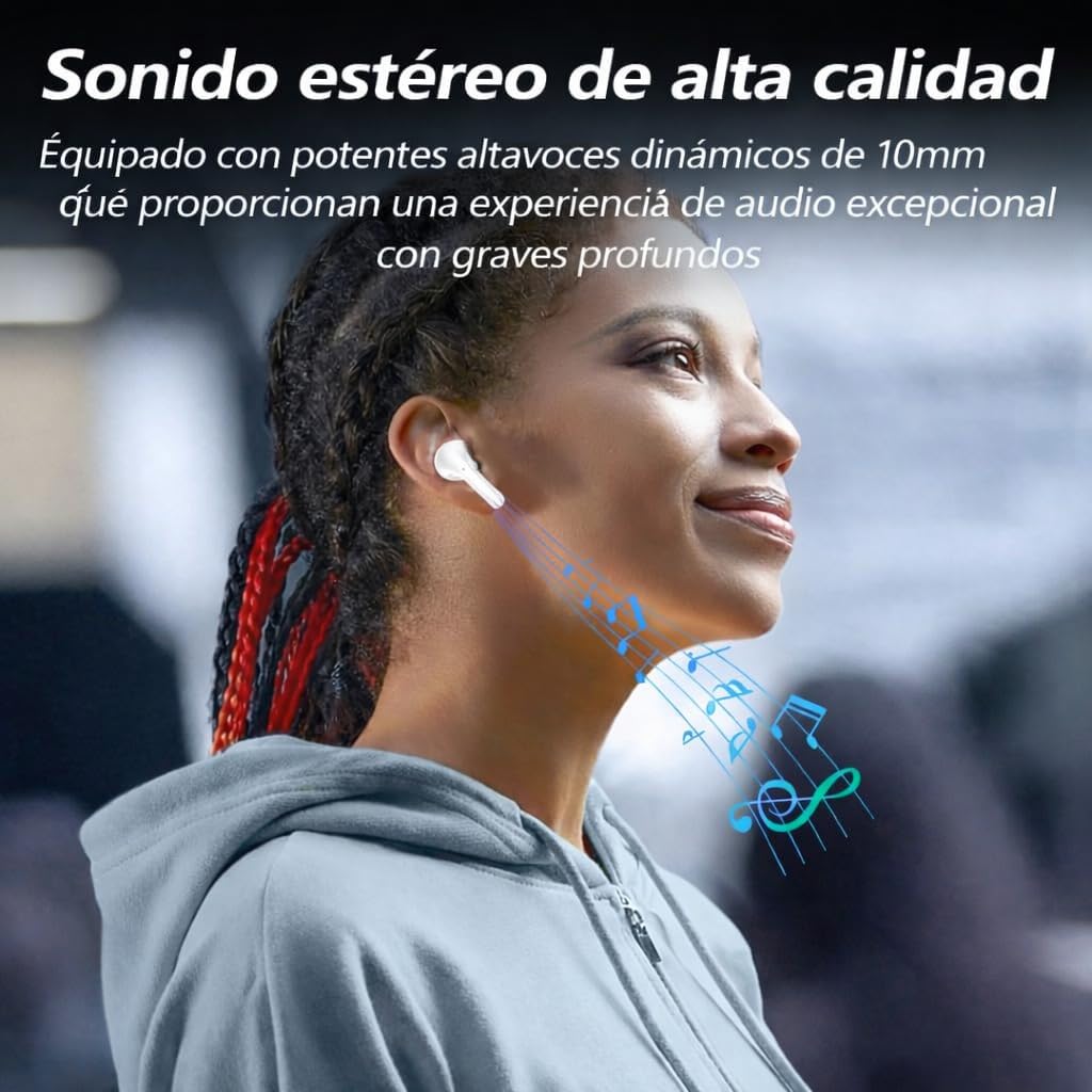 Auriculares Bluetooth Inalámbricos 5.3, Cascos In Ear con 4 Micrófonos, Llamadas Claras, Sonido HiFi Estéreo, Graves Profundos, 48 Horas, Carga en 50 Min, IPX7, Control Táctil, Auriculares Deportivos