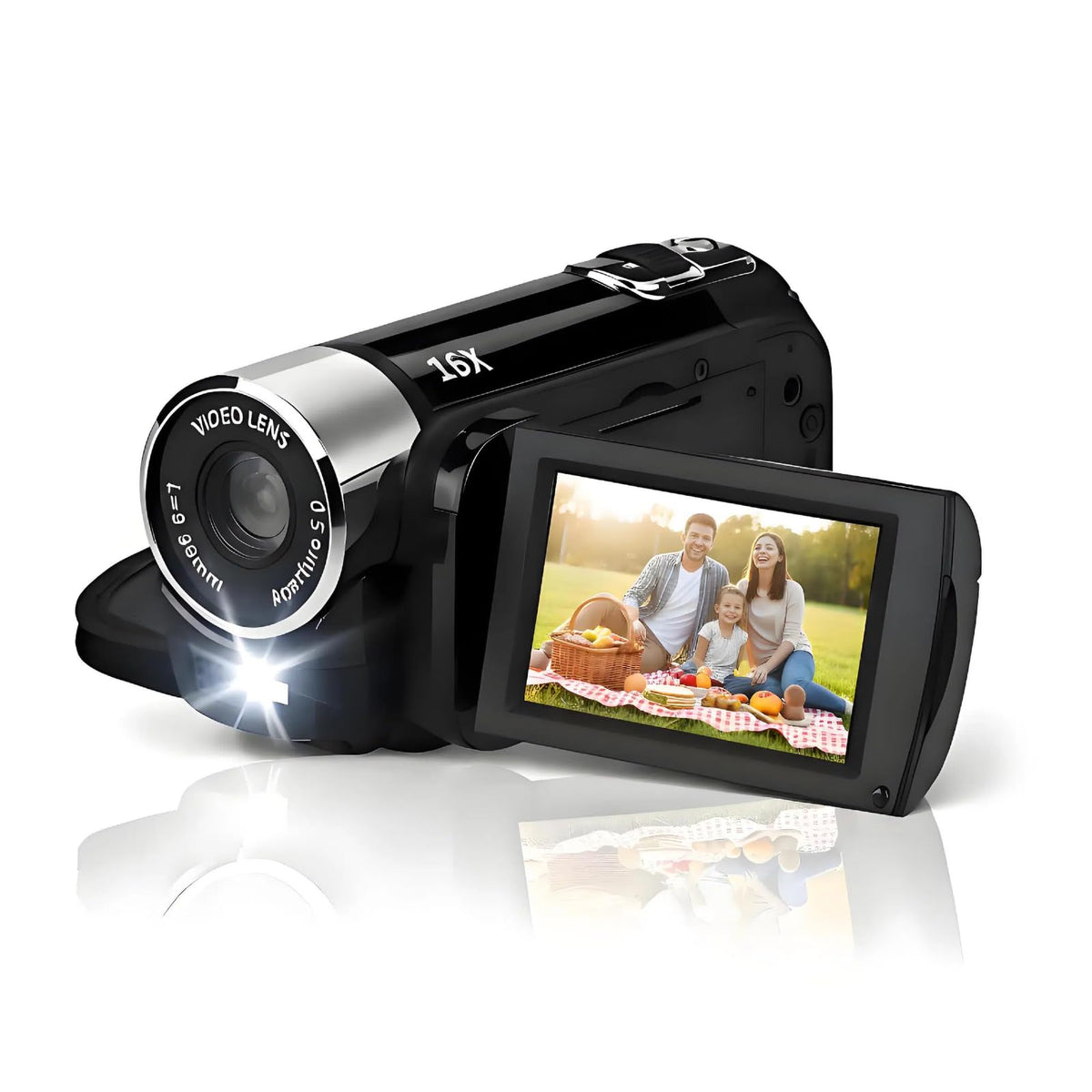 Akozon Videocámara de Mano, 16MP Dv Cámara 2.7in TFT Pantalla Giratoria 16x Vlogging Video para Niños Zoom Digital con Cable USB Mini Reproductor Dv Negro (Negro)