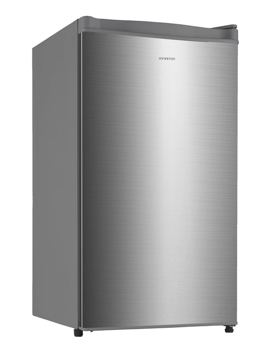 INFINITON | FG-A84I - Frigorifico una puerta | Color Inox | Alto 85cm | Capacidad 92 Litros | Temperatura regulable | Luz LED | Clase E