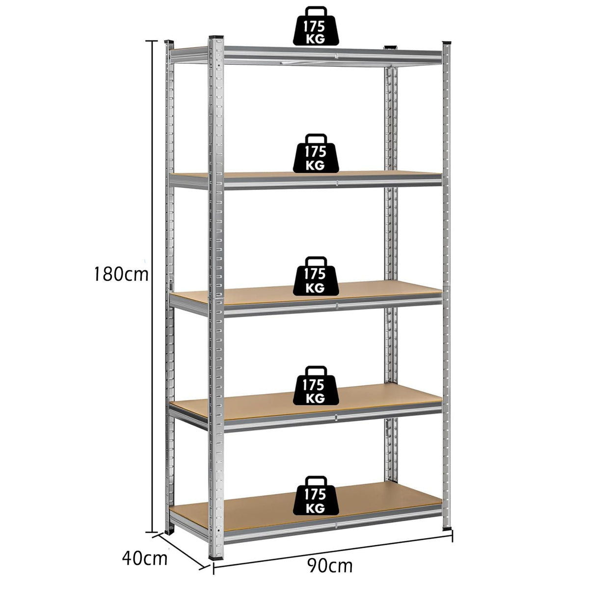 2 Uds Estanterías Almacenaje Pesadas,Carga de 875kg,Dimensiones 180x90x40cm