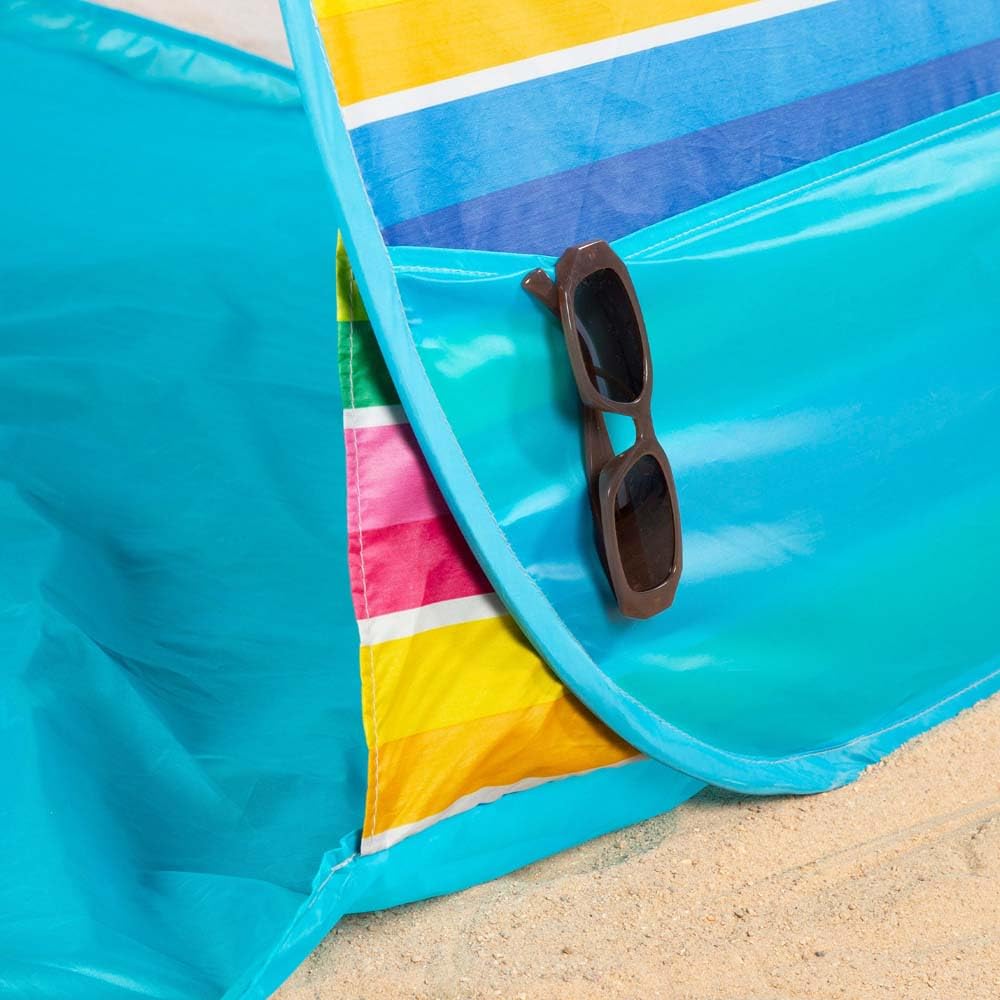 AKTIVE Tienda Playa, Pop up, 140 x 160 x 110 cm, 2 Personas, Protección UV50, Mosquitera Trasera, Columna Agua 300 mm, Poliéster, Bolsa de Transporte, Carpas Plegables (62378)