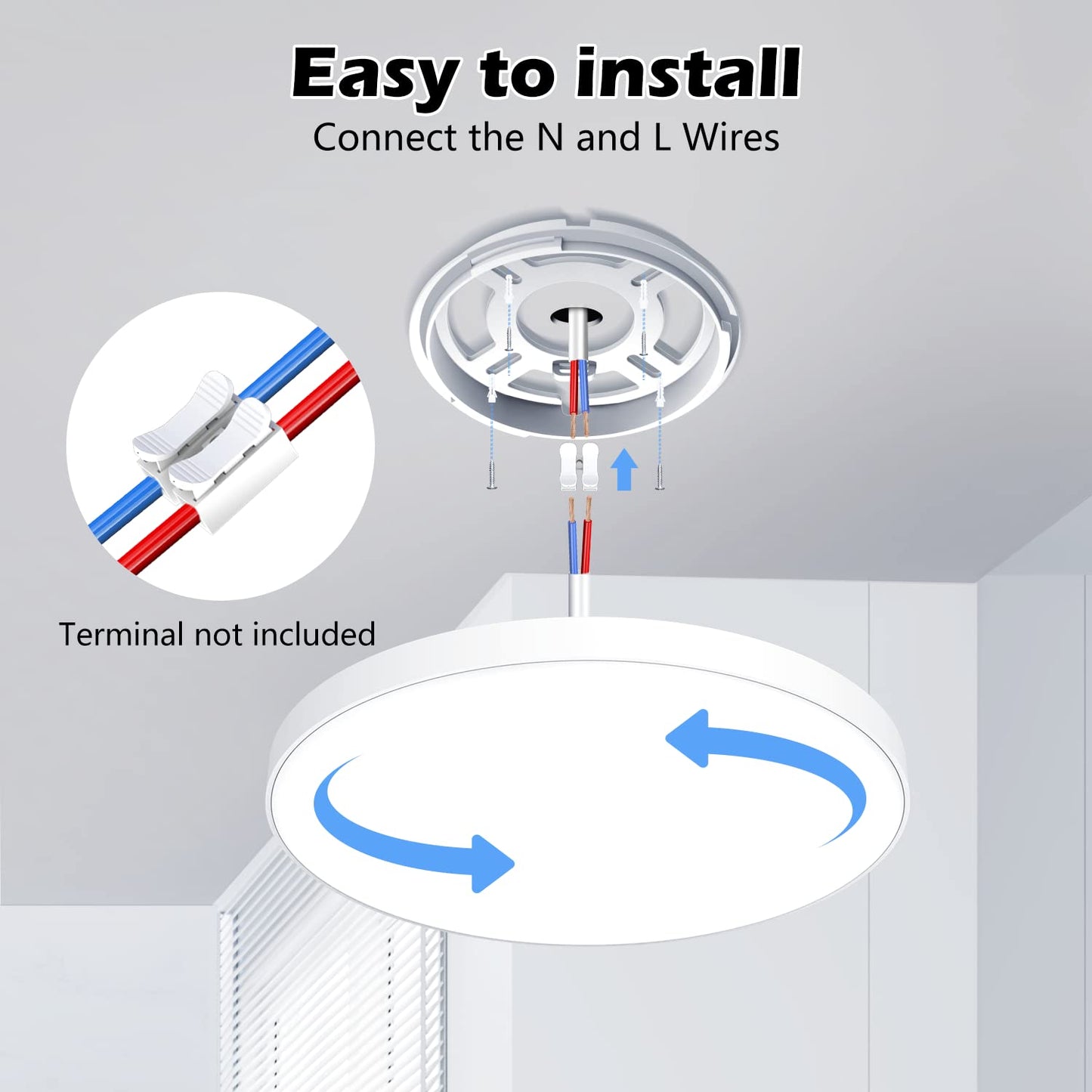 OUILA Plafon LED Techo, 24W 2000LM 6500K Lampara Techo, IP44 Ø28cm Plafones para Techo Led Lampara Led Techo Dormitorio Cocina Pasillo Baño Sala