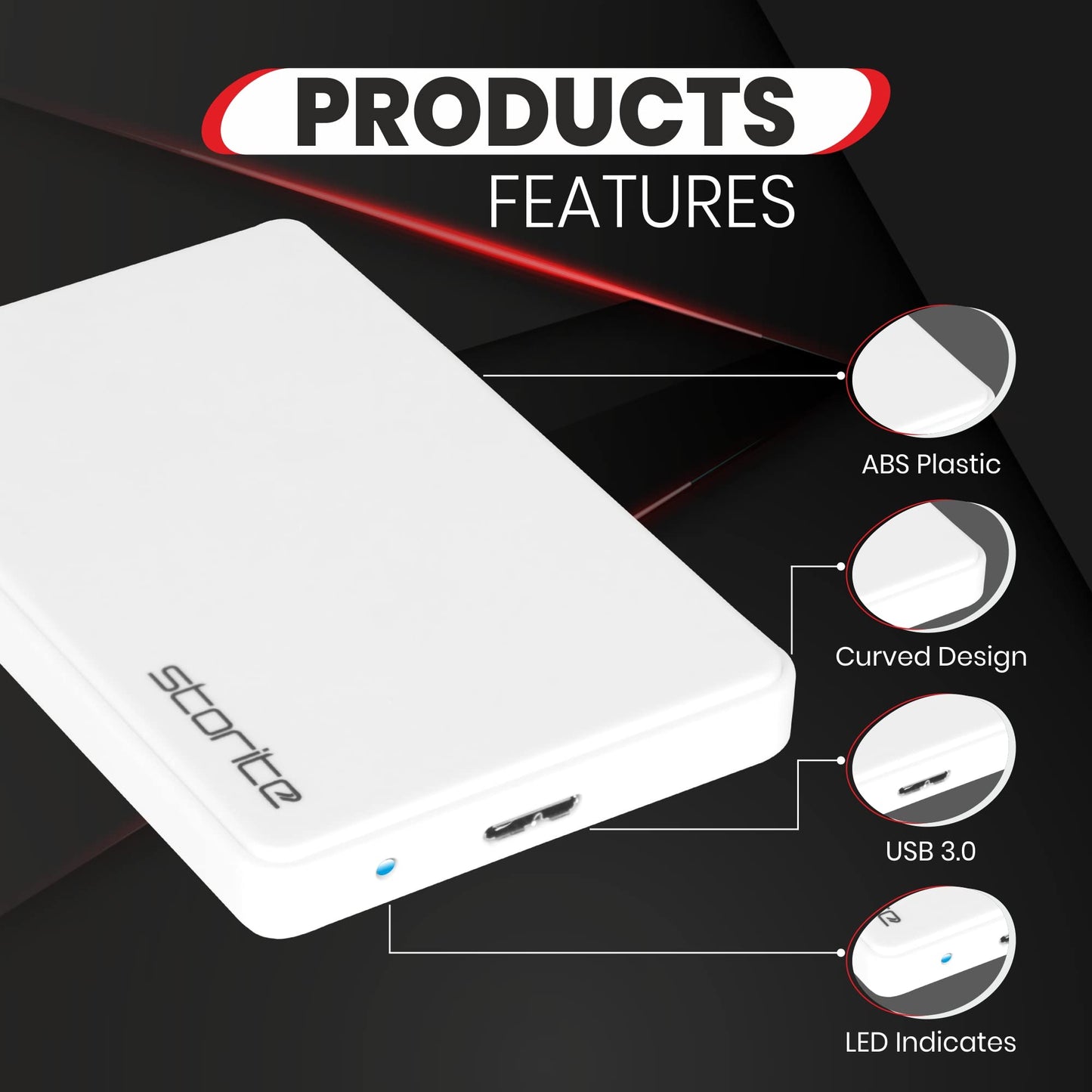 Storite Unidad de Juegos Portátil USB 3.0 para Almacenar, Disco Duro Externo Compatible Con Xbox, PS3, PS4, PC, Android, Mac, Windows, TV - 500 GB