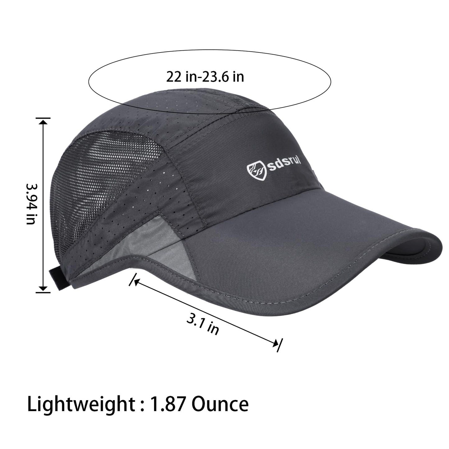 AYPOW 2 Packs Gorra de Béisbol Transpirable para Hombre, Protección Solar de Secado Rápido, Malla Plegable Lavable, Ligera Sombreros de Verano al Aire Libre con Hebilla Ajustable