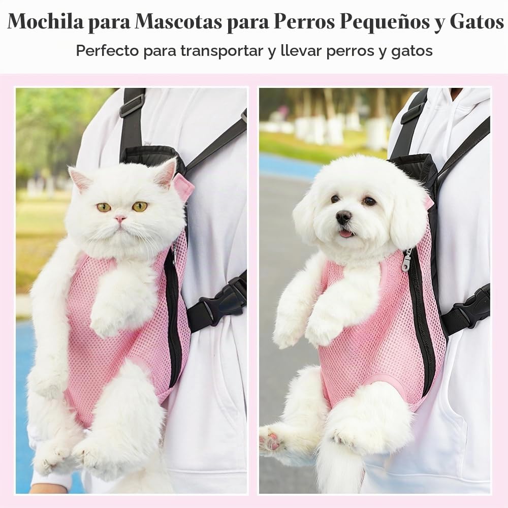 HMCEY Mochila para Mascotas,Mochila Transportin Perro Gato Ajustable,Pet Travel Backpack,Bolsa de Viaje Gato Perro Transpirable,Bolsa de Transporte para Mascotas para Camping, Paseos, Excursiones