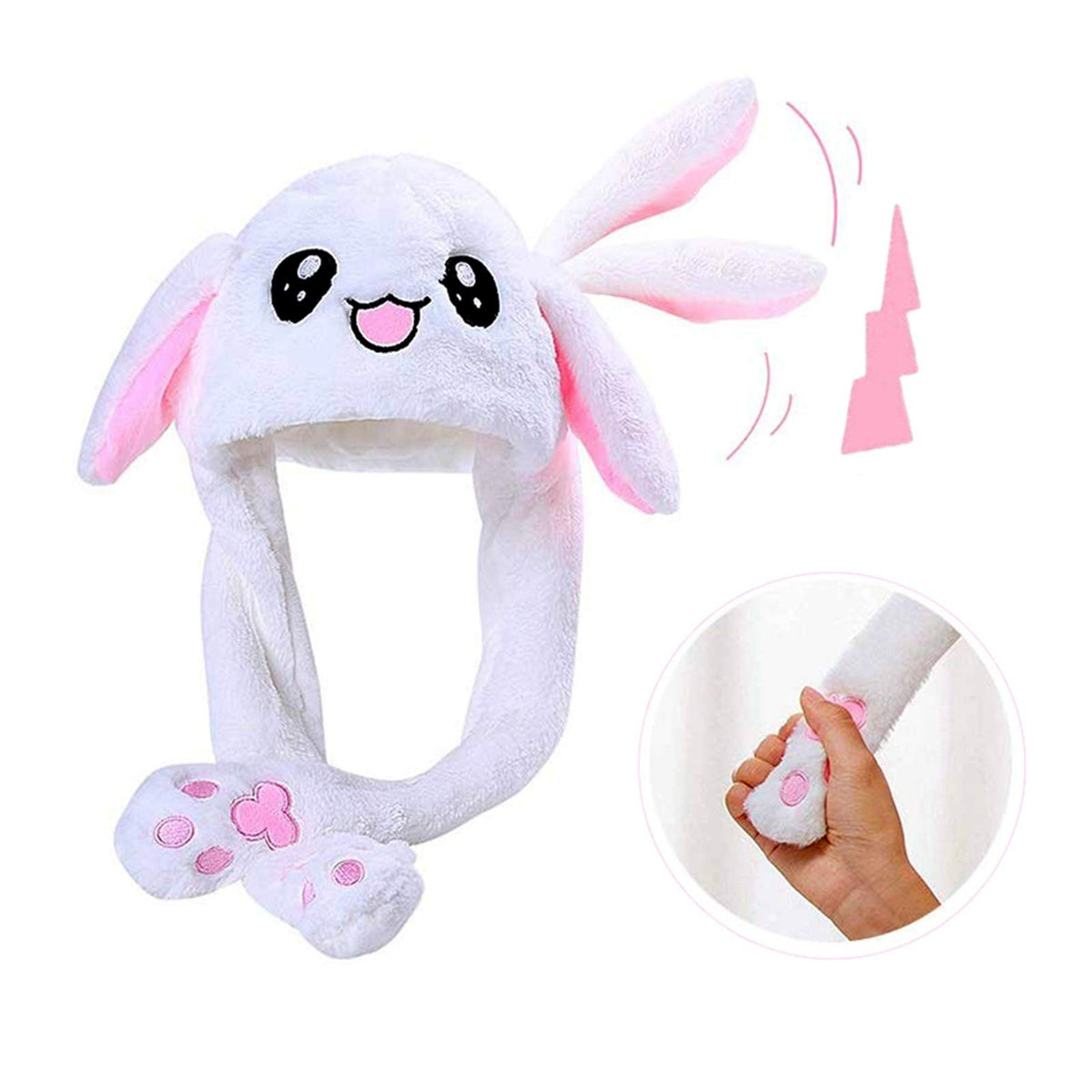 Tderloi Sombrero Niñas Animales Oído Moviendo Sombreros Jumping Hats Niños Mujeres Cálido Peluche Conejo Invierno Caps Niños Conejito Lindo Fuzzy Pinch Bolbag Funny Sombreros