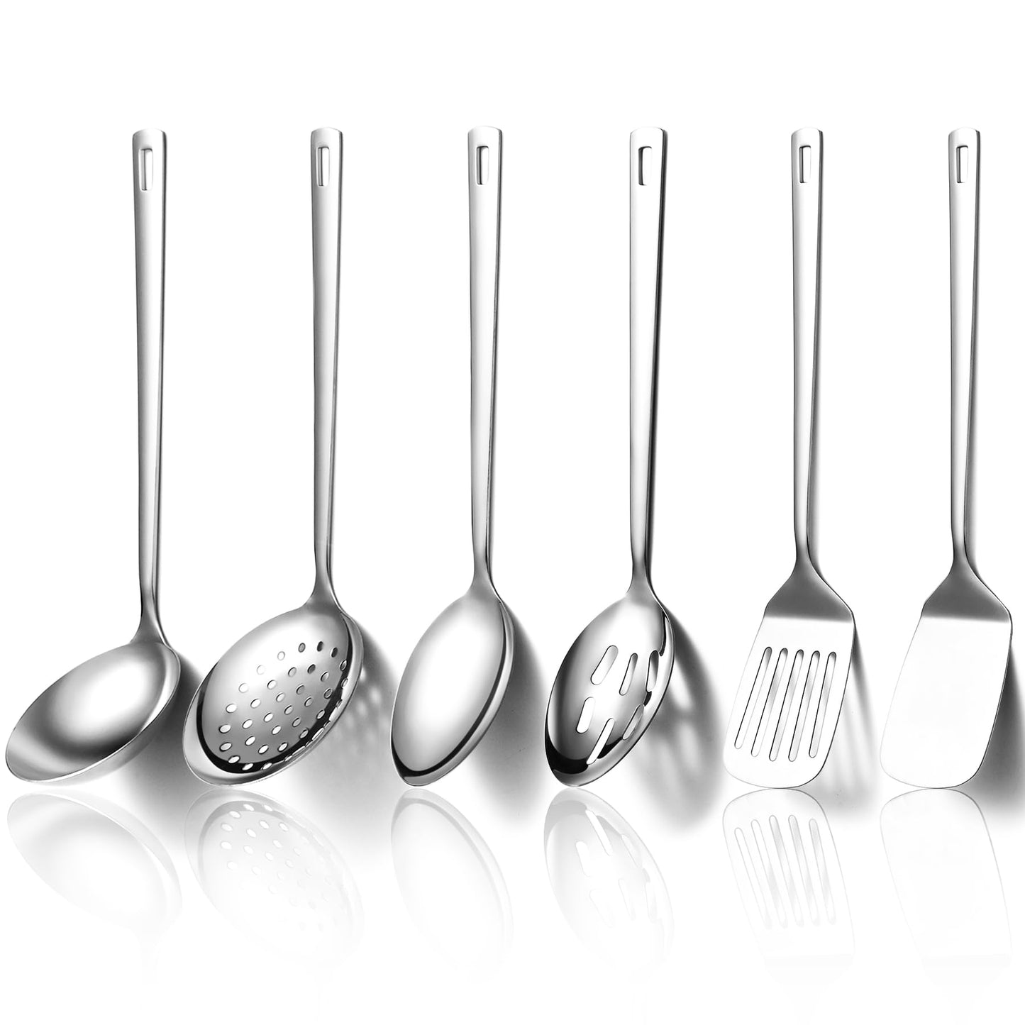 Evanda Juego de utensilios de cocina 6 piezas, acero inoxidable juego de espátulas para herramientas de cocina de alta resistencia, accesorios de cocina esenciales para el hogar