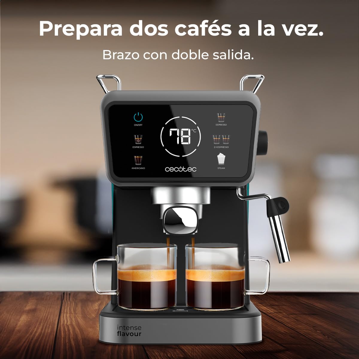 Cecotec Cafetera Express Power Espresso Touch ColdBrew. 1350W, Café en Frío, Espresso y Cappuccino, 20 Bares de Presión, Vaporizador Orientable, Táctil, Depósito de Agua 1,5L y de Leche 550ml