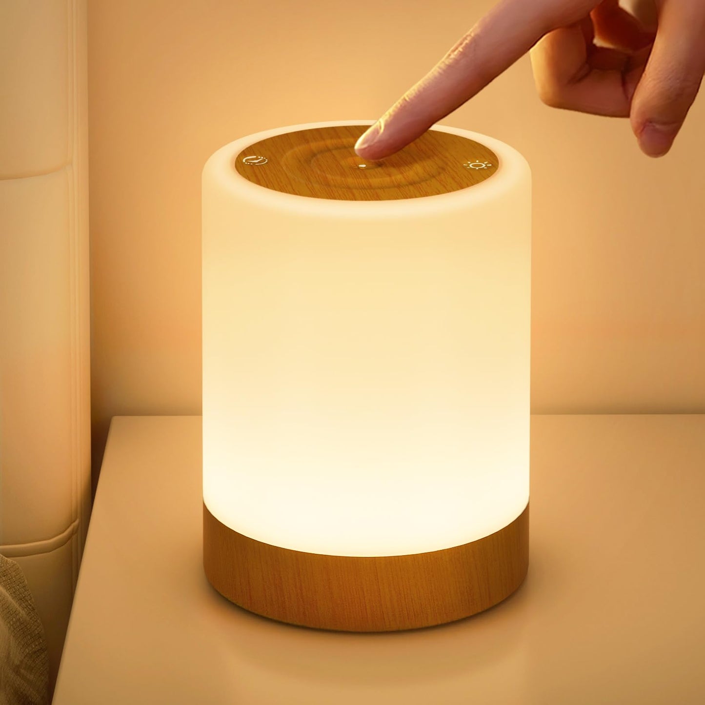 NIWOHOM Lamparas de Mesita de Noche, 256 RGB Color y 5 Modos,Recargable USB