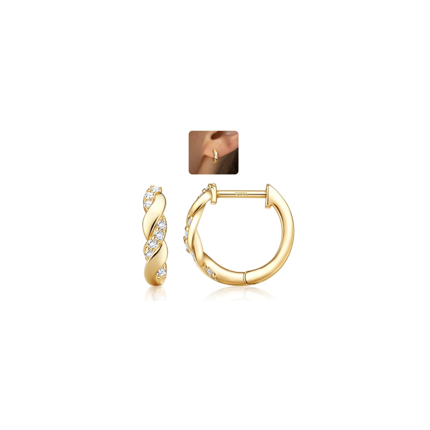 LOLIAS Pendientes Mujer Plata Ley 925 Dorados Aretes
