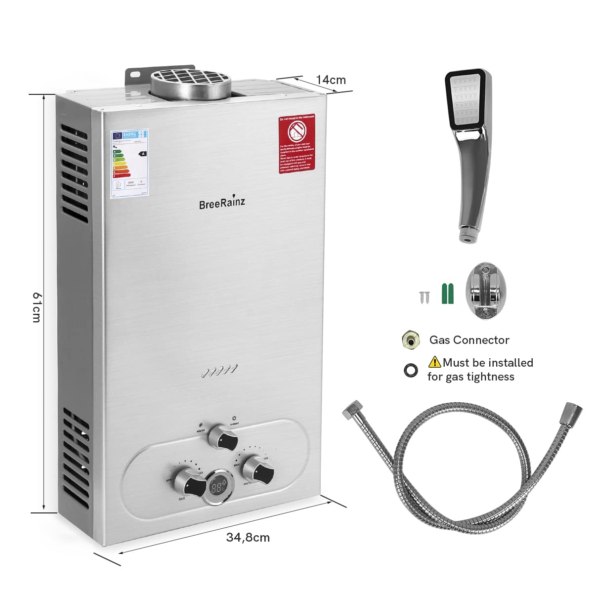 20LPM Calentador de Agua Gas, 40KW Calentador de Agua Butano Propano