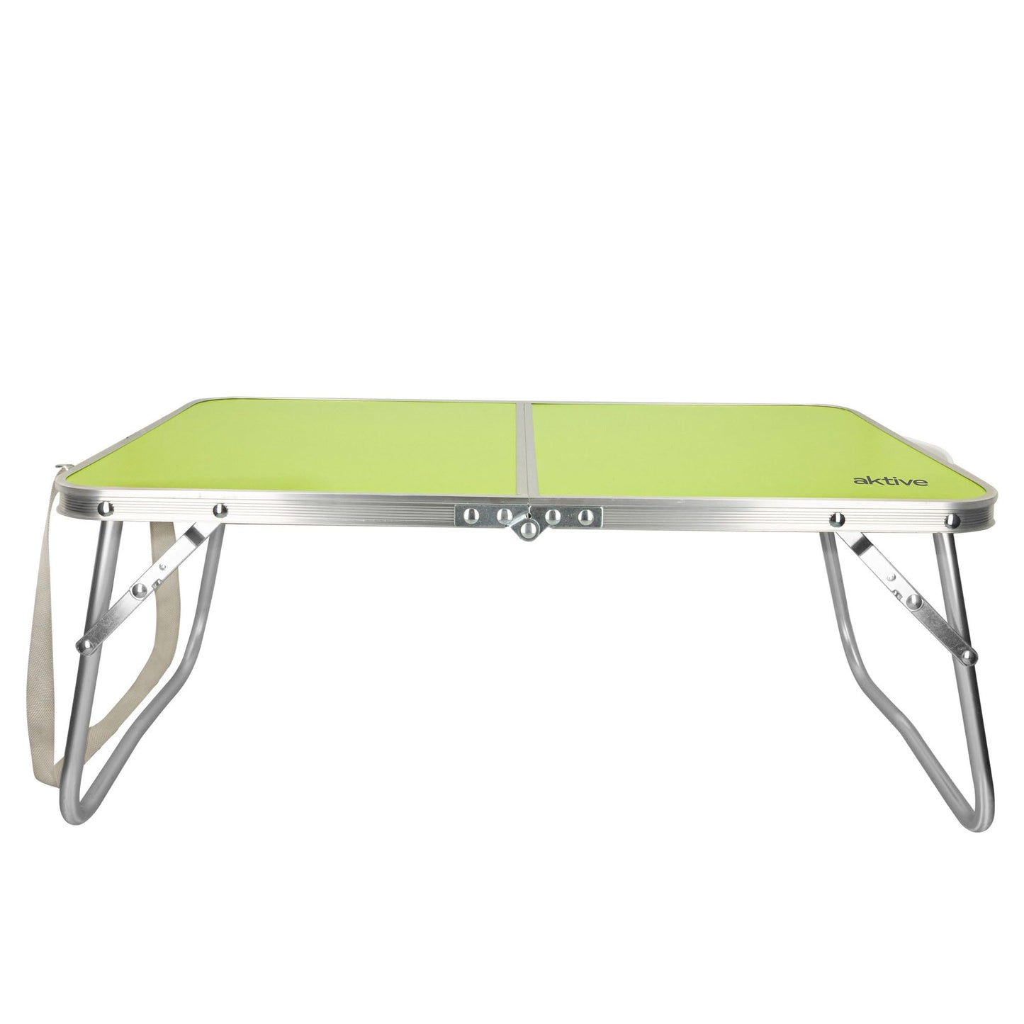 AKTIVE Mesa playa plegable, Mesa baja playa, 60x40x25 cm, color verde, estructura de metal, tablero de madera, mesa plegable camping pequeña, cierre de seguridad (52811)