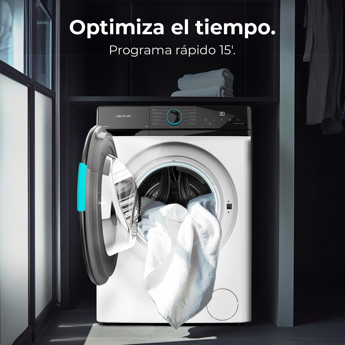 Cecotec Lavadora 6Kg Carga Frontal Bolero DressCode 6160 Inverter. 1200RPM, 11 Programas, Bajo Consumo, Motor Inverter Plus, Steam Max, Drum Clean, Programa Rápido 15', Panel con Display LED