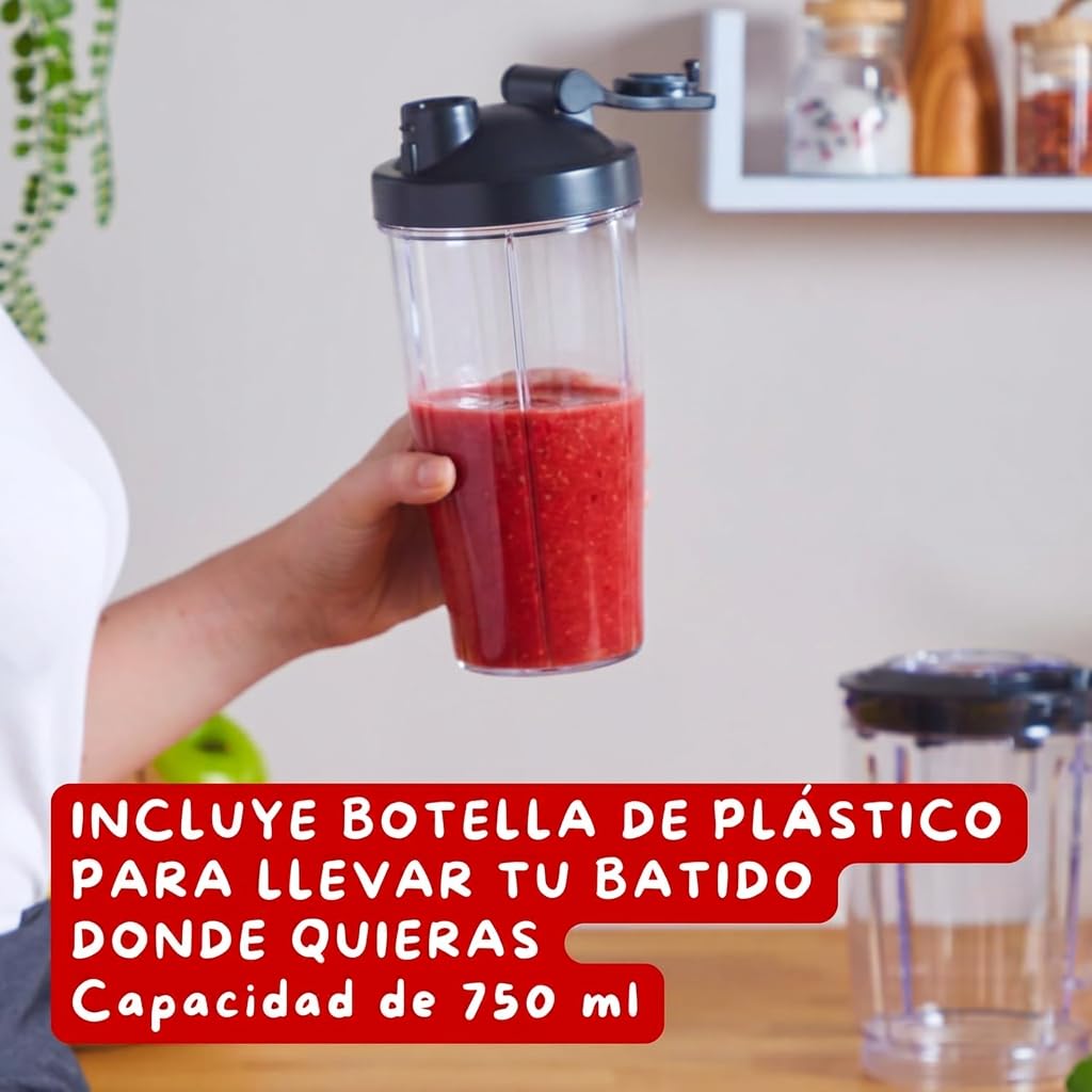 Moulinex Blend & Go, Batidora de vaso 300 W, Jarra de 1,3 L