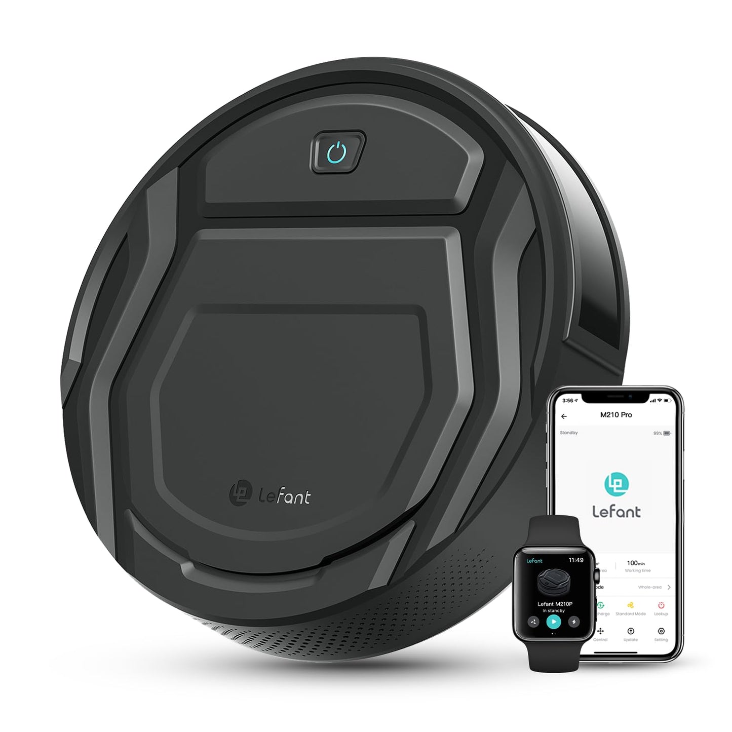 Lefant M210P Robot Aspirador 2200Pa, Aspirador Robot Autonomía de 120 Min, WiFi/App/Alexa, Sensor de Anticolisión/Caída Navegación Inteligente, Delgado y Silencioso, 6 Modos de Limpieza