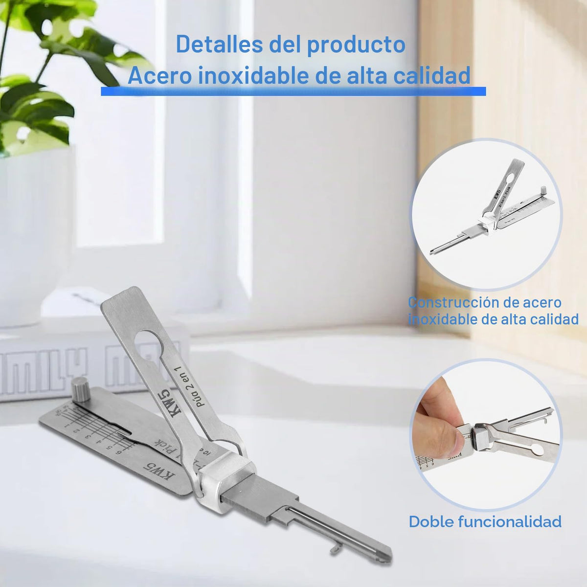 Kw5 - Decodificador de cerraduras y llaves maestras de hierro, herramienta de cerrajería profesional y lector de llaves de coche 2 en 1