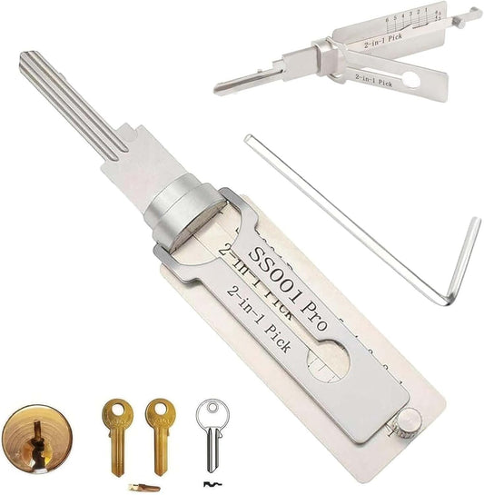 Generic SS001-SS001 Pro - Decodificador de llave maestra de acero inoxidable, herramienta de selección de cerradura 2 en 1, herramientas de selección de cerraduras para acceder fácilmente a las