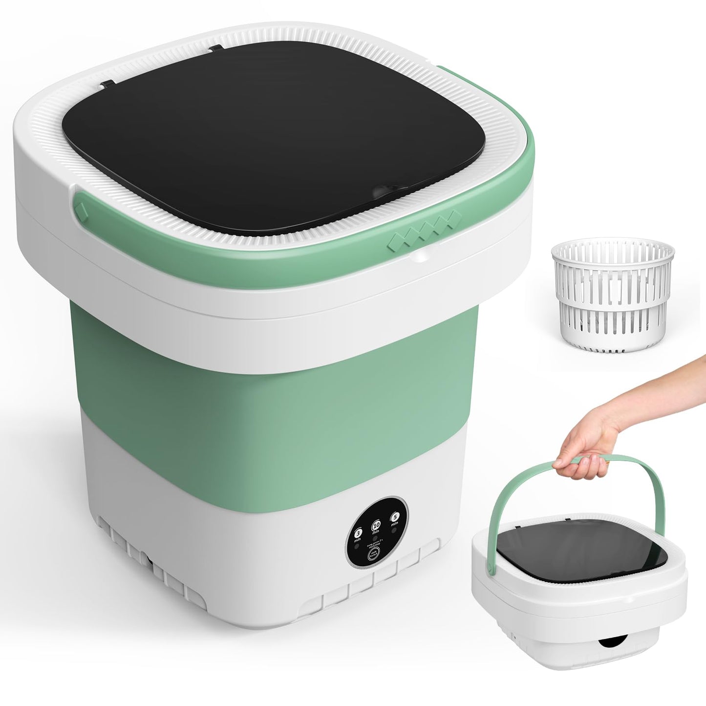 Lavadora Portatil,12L Mini Lavadora|Lavadora Pequeña,Actualizado Lavadora Portatil con Centrifugado & 3 Modos de Limpieza Profunda,Washing Machine Plegable para Apartamentos, Dormitorios (Verde)